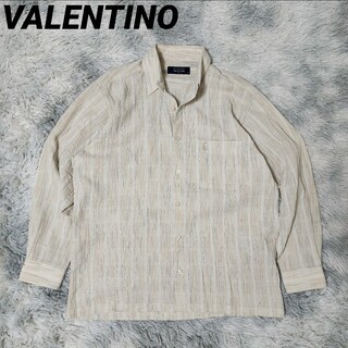 ヴァレンティノ(VALENTINO)のVALENTINO イタリア コットンリネンシャツ チェックシャツ 長袖(シャツ)