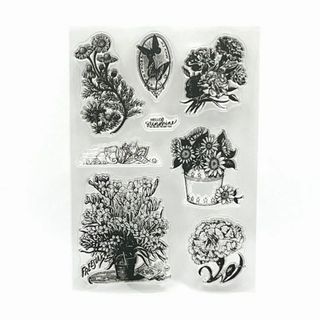 クリアスタンプ　花 フラワー 植物　U-44(印鑑/スタンプ/朱肉)