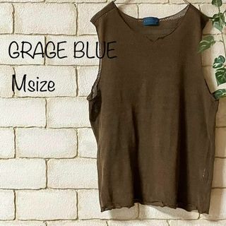 ◆GRAGE BLUE◆ニットタンクトップ M モスグリーン　AC-094(カットソー(半袖/袖なし))