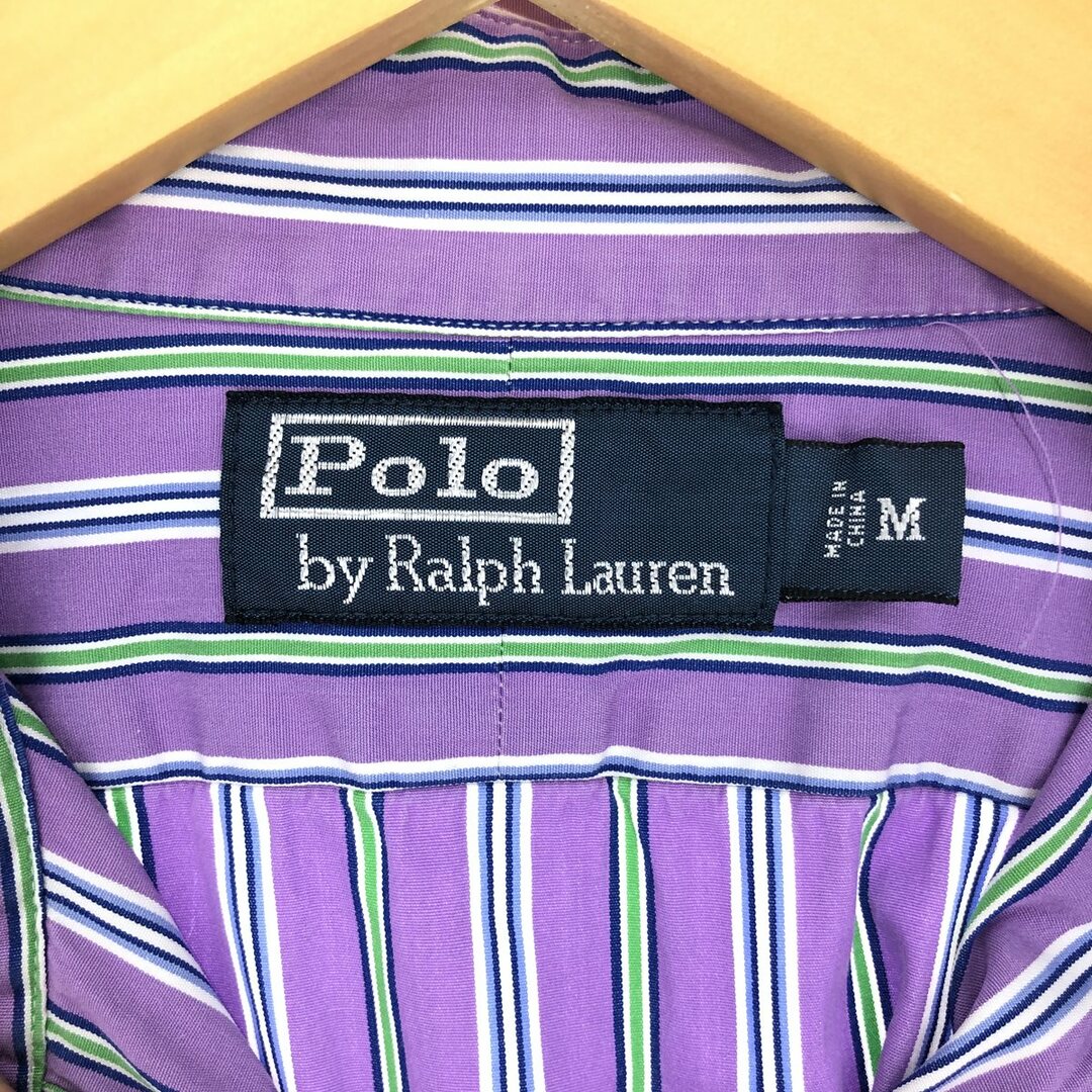 Ralph Lauren(ラルフローレン)の古着 ラルフローレン Ralph Lauren POLO by Ralph Lauren ワイドカラー 長袖 ストライプシャツ メンズM /eaa431952 メンズのトップス(シャツ)の商品写真