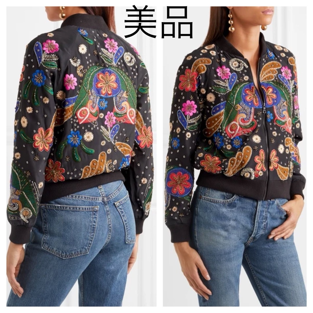 【完売必至】ALICE+OLIVIA バルーンスリーブ 刺繍ワンピース 新品alice+oliviaクロシェ刺繍レース シフォン ロングガウン