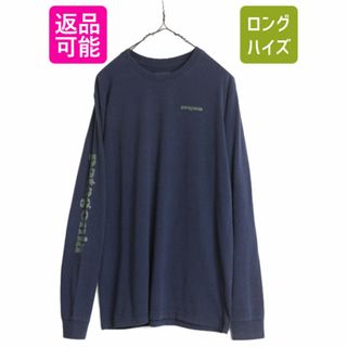 patagonia - 17年製 パタゴニア プリント 長袖 Tシャツ メンズ M / 古着 Patagonia アウトドア ロンT ロングスリーブ 袖プリント クルーネック ネイビー