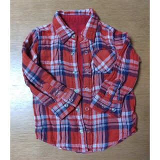 子供服  赤チェックシャツ  サイズ90(Tシャツ/カットソー)