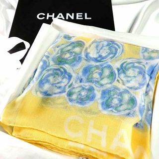 シャネル(CHANEL)の【美品】CHANEL　スカーフ　カメリア　ココマーク　花柄　シフォン生地(バンダナ/スカーフ)