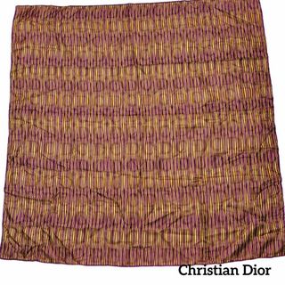 クリスチャンディオール(Christian Dior)のChristian Dior スカーフ 85×85 CD透かし イエローパープル(バンダナ/スカーフ)