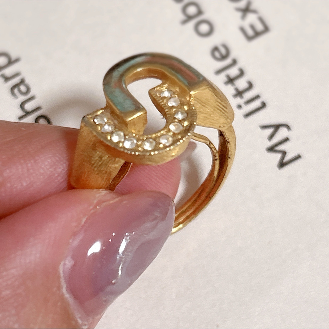 【vintage】double U ゴールド　リング　指輪　#11 美品 レディースのアクセサリー(リング(指輪))の商品写真
