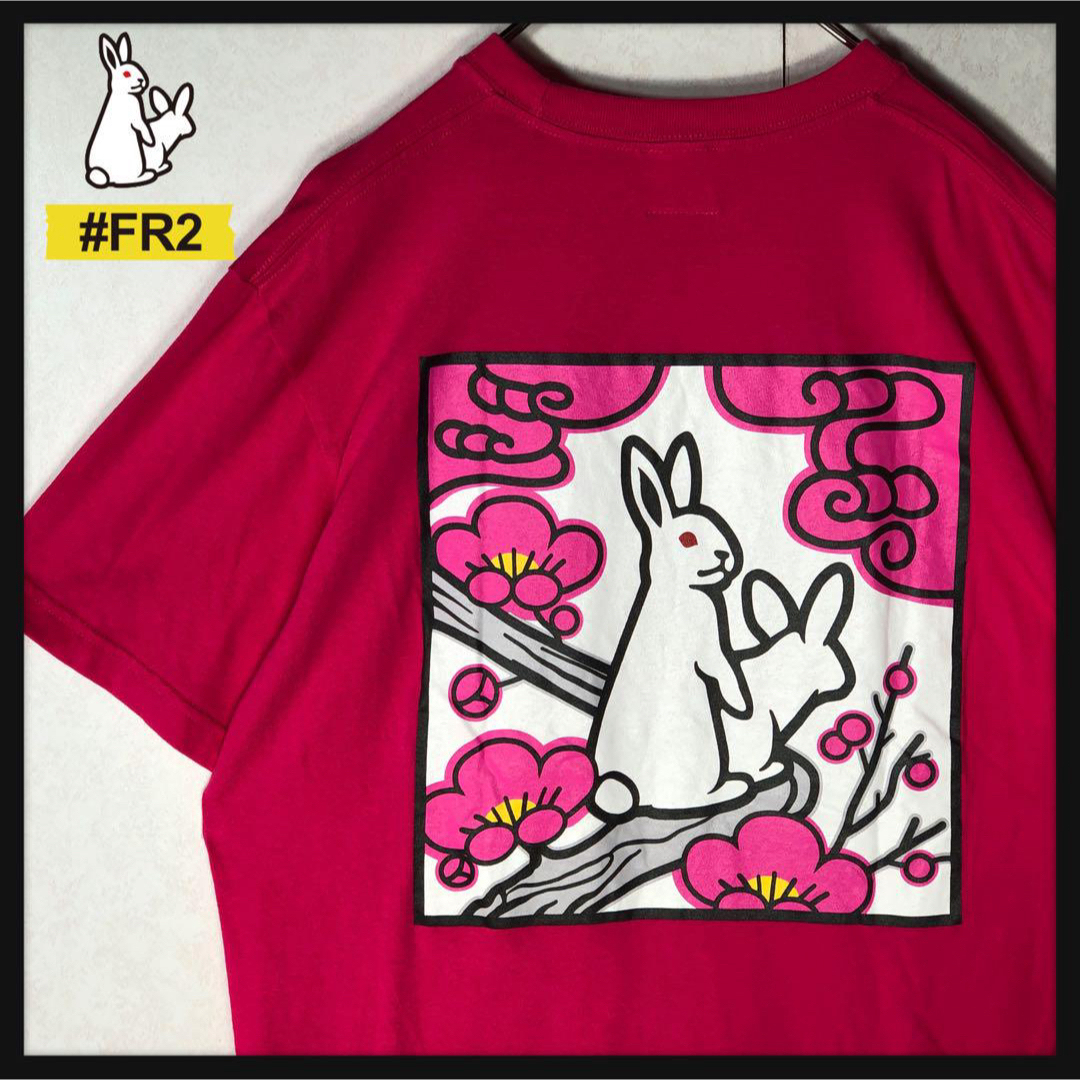 #FR2(エフアールツー)の【限定販売】FR2 花札 梅刺繍 ビックロゴ バックロゴ ピンク Mサイズ メンズのトップス(Tシャツ/カットソー(半袖/袖なし))の商品写真