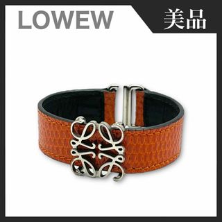 ロエベ(LOEWE)の【美品】LOEWE アナグラム ブレスレット バングル レザー ロゴ(ブレスレット/バングル)