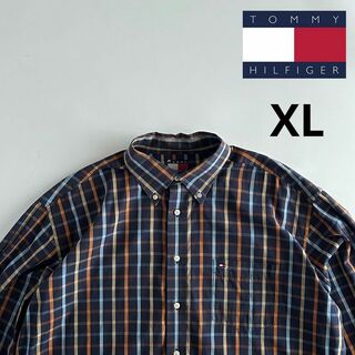 トミーヒルフィガー(TOMMY HILFIGER)のトミーヒルフィガー BDシャツ チェック 刺繍ロゴ XL 長袖シャツ(シャツ)