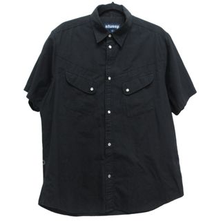 ステューシー(STUSSY)のステューシー STUSSY シャツ 半袖 ロゴプリント ブラック Lサイズ(シャツ)