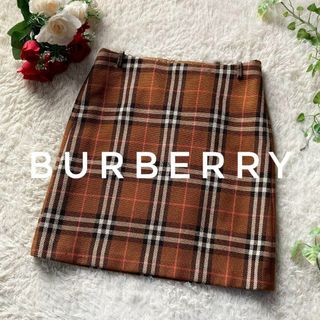 BURBERRY BLUE LABEL - バーバリーブルーレーベル　ビックノバチェック　台形スカート　ひざ上丈　ブラウン