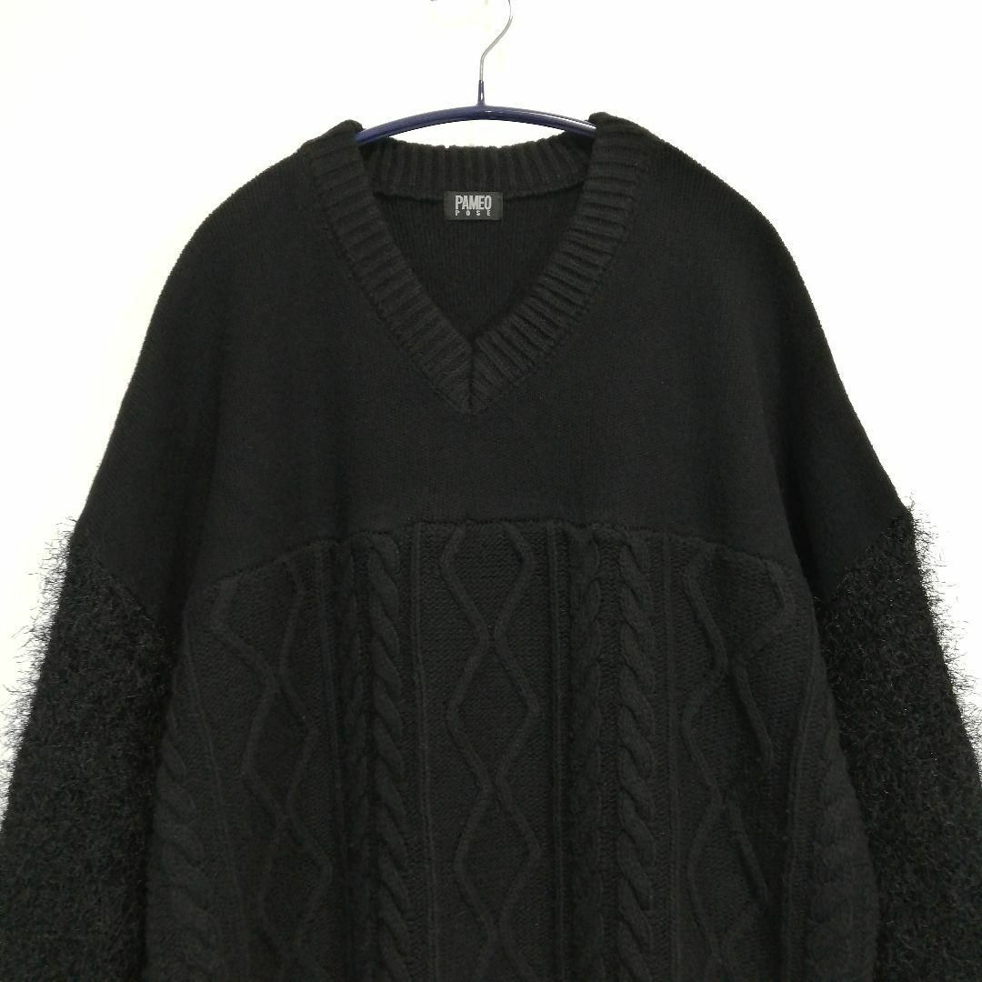 PAMEO POSE(パメオポーズ)のパメオポーズ Switching V-neck Sweater セーター ニット レディースのトップス(ニット/セーター)の商品写真