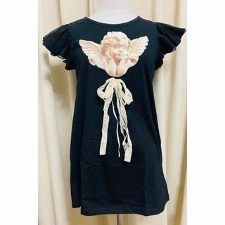 ジェーンマープル(JaneMarple)の袖フリルTシャツ　黒　ジェーンマープル　jane marple(Tシャツ(半袖/袖なし))