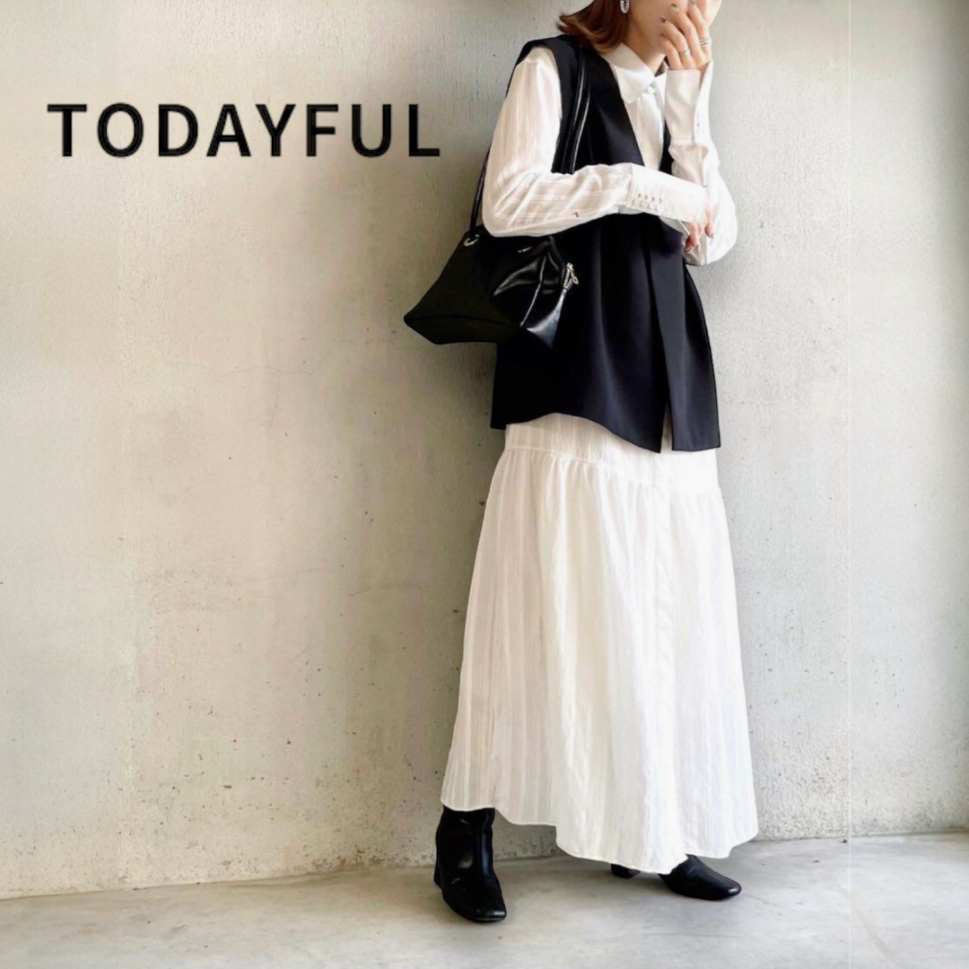 TODAYFUL(トゥデイフル)の【即完売】トゥデイフル todayful ロングワンピース　シアー　ホワイト レディースのワンピース(ロングワンピース/マキシワンピース)の商品写真