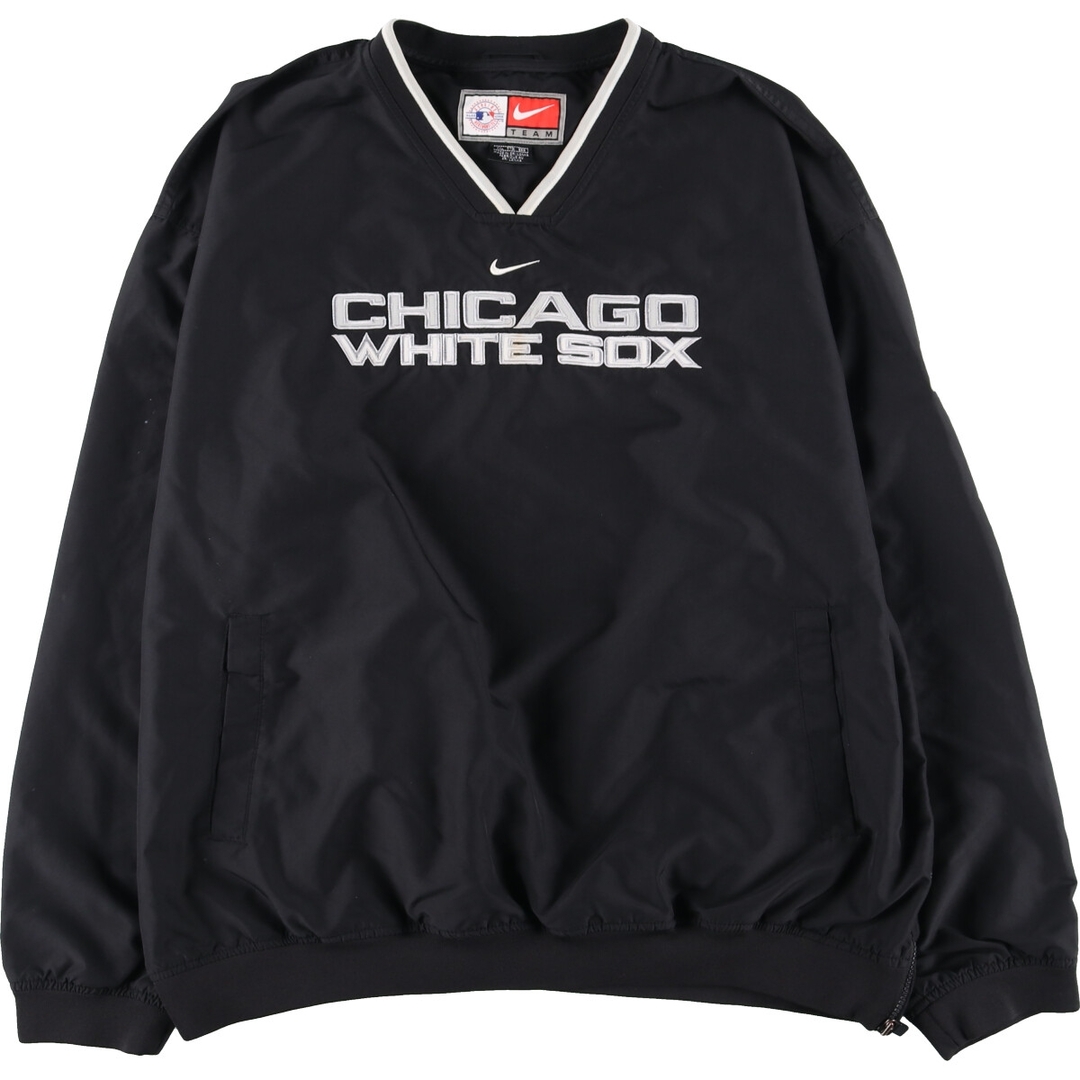 NIKE(ナイキ)の古着 00年代 ナイキ NIKE TEAM MLB CHICAGO WHITE SOX シカゴホワイトソックス Vネック ウォームアッププルオーバー メンズXXL /eaa435554 メンズのジャケット/アウター(ナイロンジャケット)の商品写真