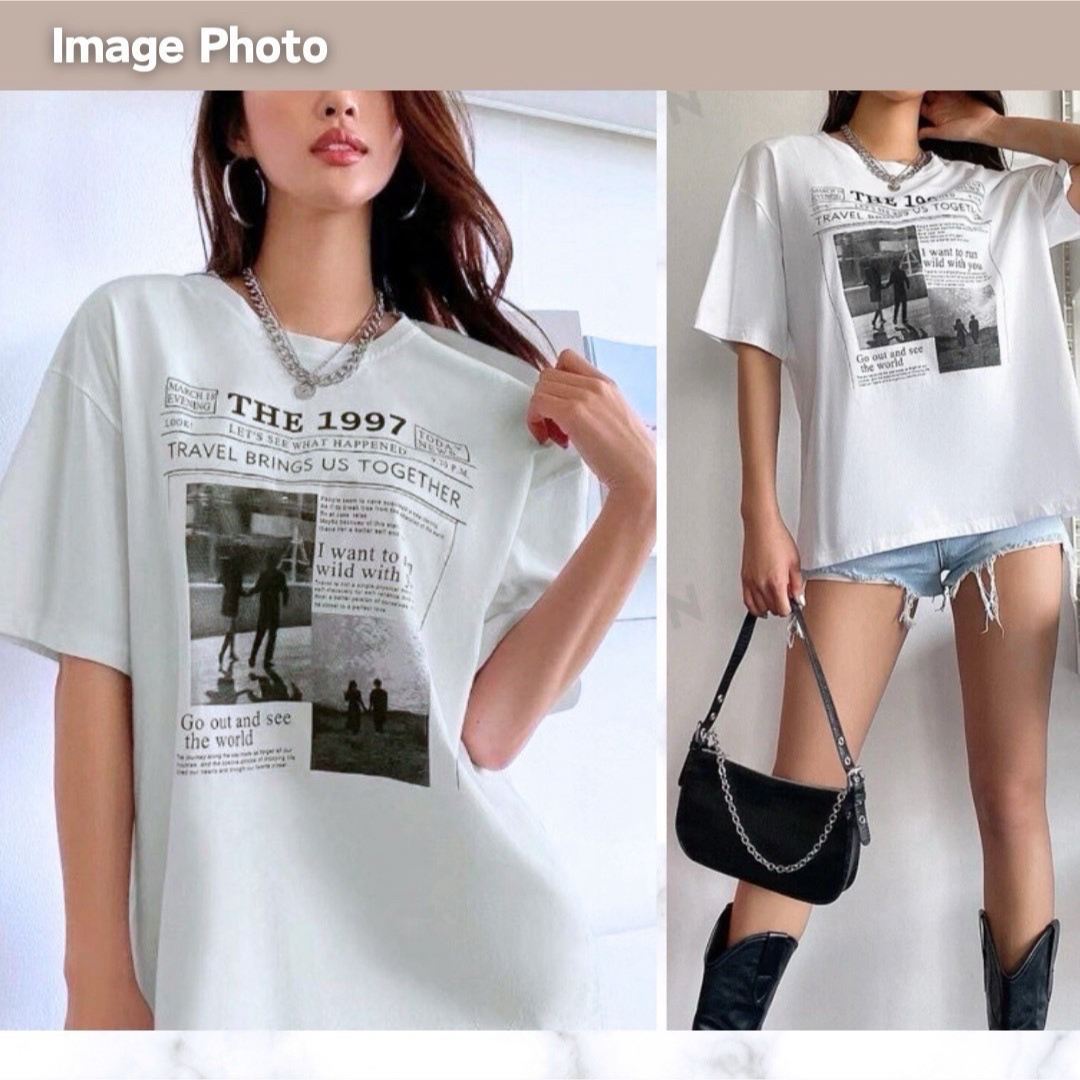 オーバーサイズTシャツ 半袖 ビッグシルエット カジュアル 体型カバー 3L レディースのトップス(Tシャツ(半袖/袖なし))の商品写真