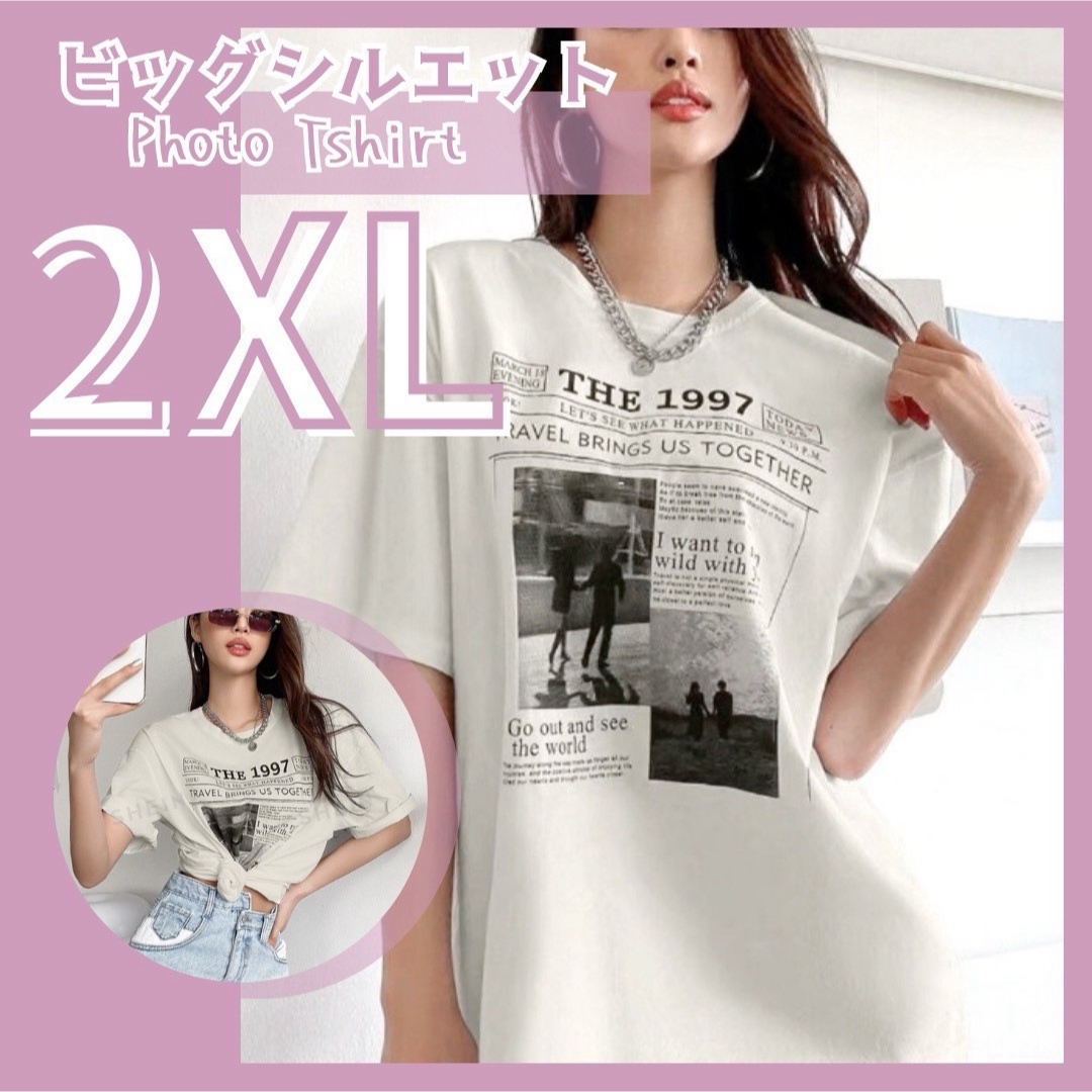 オーバーサイズTシャツ 半袖 ビッグシルエット カジュアル 体型カバー 3L レディースのトップス(Tシャツ(半袖/袖なし))の商品写真