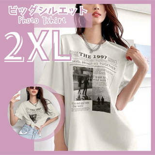 オーバーサイズTシャツ 半袖 ビッグシルエット カジュアル 体型カバー 3L(Tシャツ(半袖/袖なし))