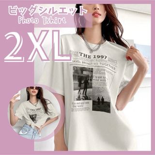 オーバーサイズTシャツ 半袖 ビッグシルエット カジュアル 体型カバー 3L(Tシャツ(半袖/袖なし))