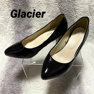 グラシア(GLACIER)のs922 Glacier/エナメルパンプス/クッション/ブラック/太めヒール/M(ハイヒール/パンプス)