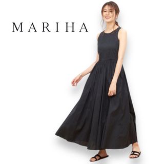 マリハ(MARIHA)の【美品】MARIHA マリハ　ロングワンピース　黒　ブラック　夏のレディ　ドレス(ロングワンピース/マキシワンピース)