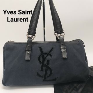 イヴサンローラン(Yves Saint Laurent)の極美品✨イヴ・サンローラン　トートバッグ　キャンバス　レザー　ブラック　黒(トートバッグ)