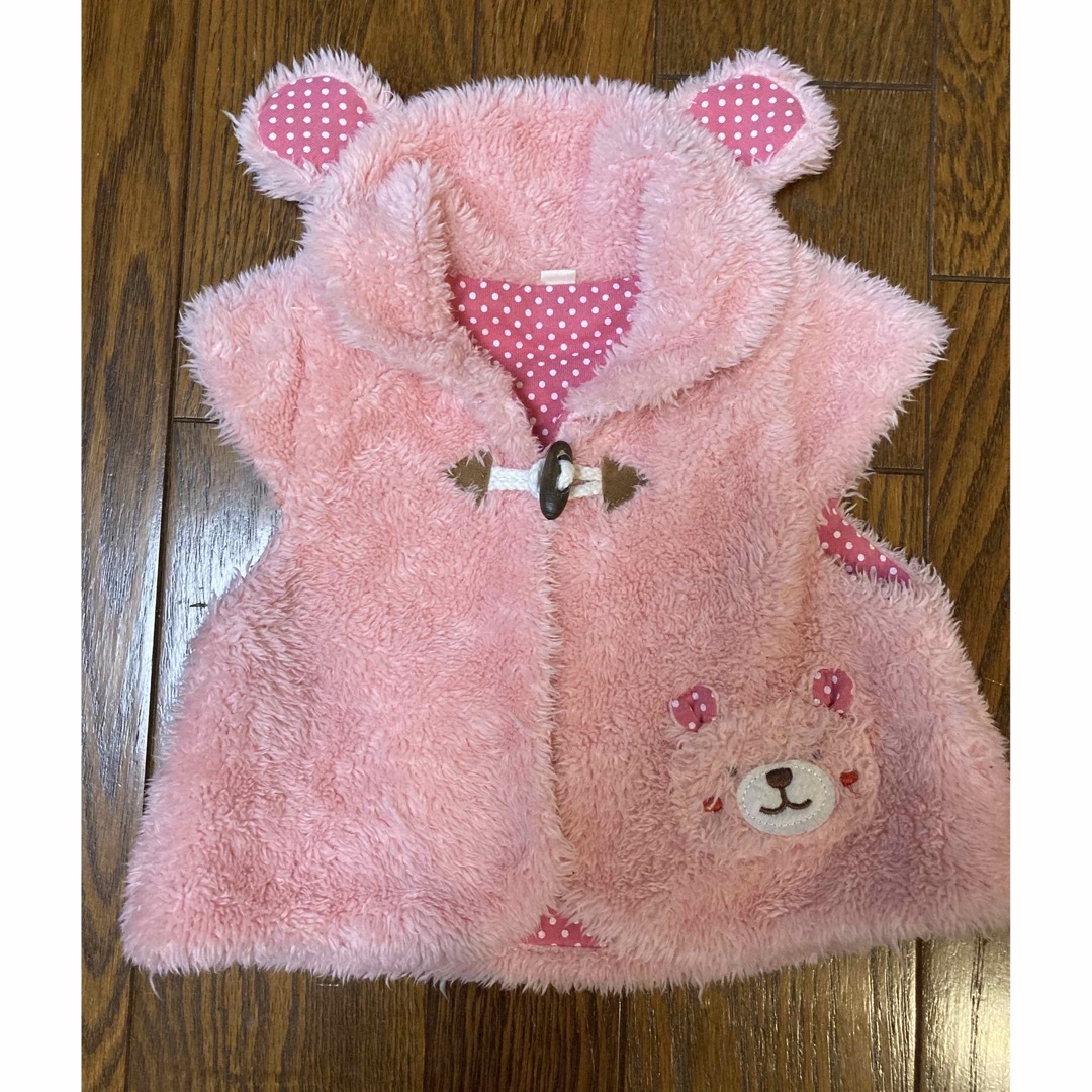 西松屋(ニシマツヤ)のモコモコ　くま耳ベスト　80 キッズ/ベビー/マタニティのベビー服(~85cm)(その他)の商品写真