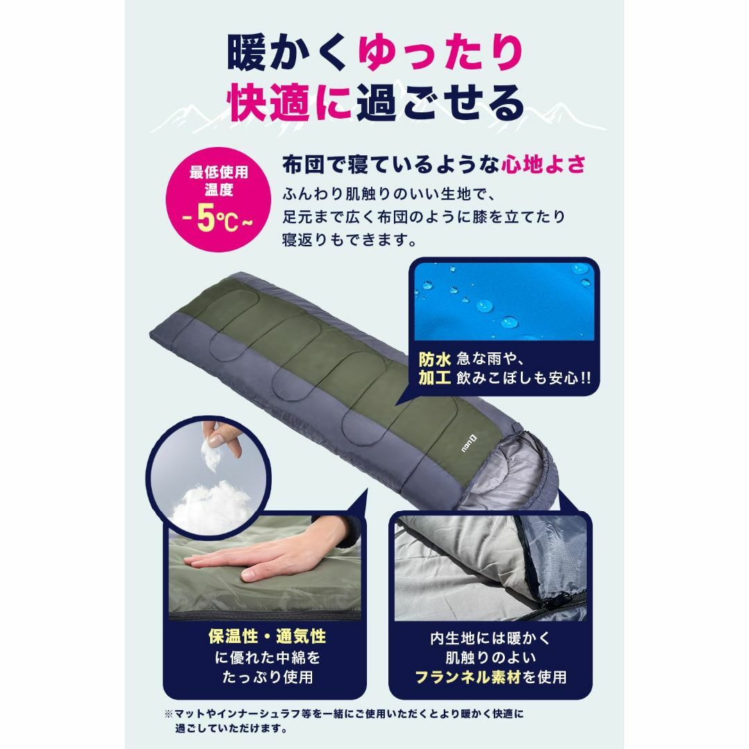 【色: 迷彩】寝袋 冬用 オールシーズン シュラフ LICLI寝袋 1.8kg  スポーツ/アウトドアのアウトドア(寝袋/寝具)の商品写真