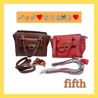 まとめ売り　2wayハンドバッグ　ショルダー　リボン　ベルト　赤　茶　fifth