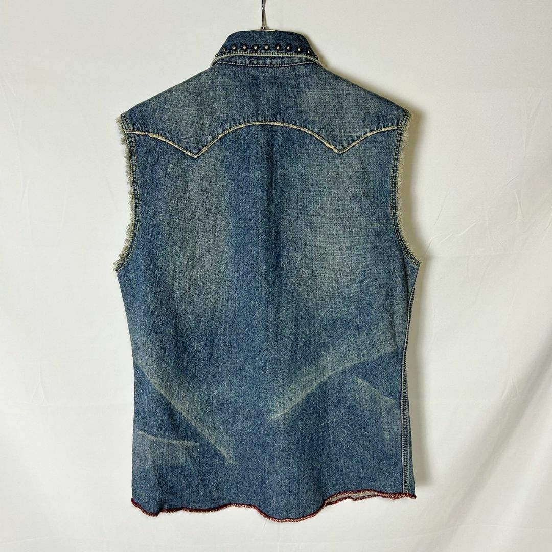 Levi's(リーバイス)の00s 美品 リーバイス レッドタブ スタッズ カットオフ デニムベスト L メンズのトップス(ベスト)の商品写真