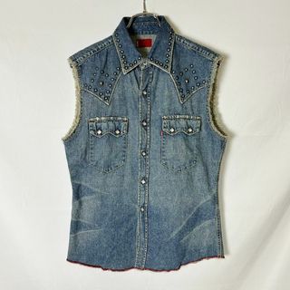 リーバイス(Levi's)の00s 美品 リーバイス レッドタブ スタッズ カットオフ デニムベスト L(ベスト)