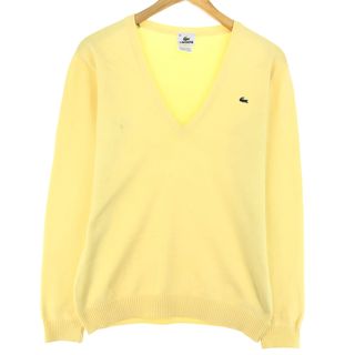 ラコステ(LACOSTE)の古着 ラコステ LACOSTE フランス企画 Vネック コットンニットセーター フランス製 46 レディースL /eaa435118(ニット/セーター)