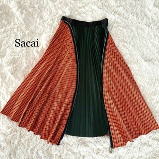 サカイ(sacai)の極美品 Sacai Zip Detail Pleated Skirt(ひざ丈スカート)