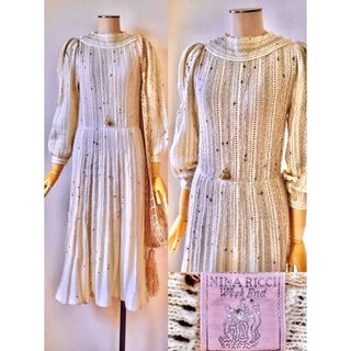 フミカウチダ(FUMIKA_UCHIDA)の70s NINA RICCI Crochet Knit Long Dress(ロングワンピース/マキシワンピース)