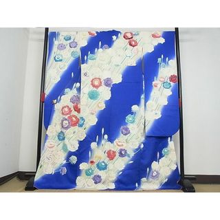 平和屋-こころ店■豪華振袖　駒刺繍　薔薇文　暈し染め　金彩　着丈173cm　裄丈68cm　正絹　逸品　AAAC5242Bnp(振袖)