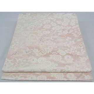 平和屋-こころ店■西陣　六通柄袋帯　唐織　花鳥文　銀糸　正絹　逸品　AAAC2780Ahg(帯)