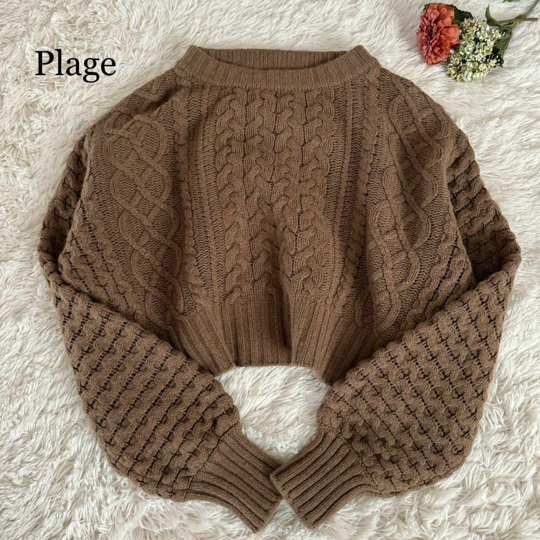 Plage(プラージュ)の美品 Plage ローゲージ アランクループルオーバー キャメル カシミヤ混 レディースのトップス(ニット/セーター)の商品写真