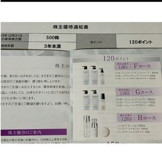 ミルボン 優待 120ポイントコース 12000円相当　b(その他)