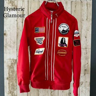 ヒステリックグラマー(HYSTERIC GLAMOUR)の美品 ヒステリックグラマー ナイロンジャケット フード付き ワッペン レッド(ブルゾン)