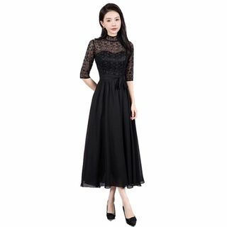 【色: ブラック】[EightSTAR Dress] パーティードレス 結婚式ド(その他)