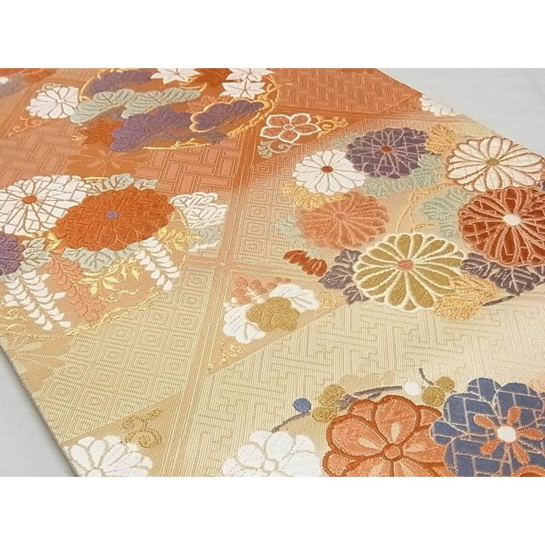 平和屋-こころ店□能衣佐賀錦 六通柄袋帯 唐織 花丸文 金糸 正絹 逸品 平和屋-こころ店□能衣佐賀錦 六通柄袋帯 唐織 花丸文 金糸 正絹 逸品