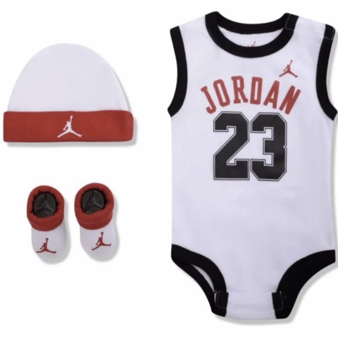 Jordan Brand（NIKE）(ジョーダン)の【NIKE】Air Jorden ベビー ３点セット☆ キッズ/ベビー/マタニティのベビー服(~85cm)(ロンパース)の商品写真