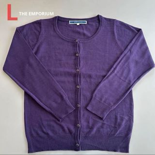 【THE EMPORIUM】クルーネックカーディガン L(カーディガン)