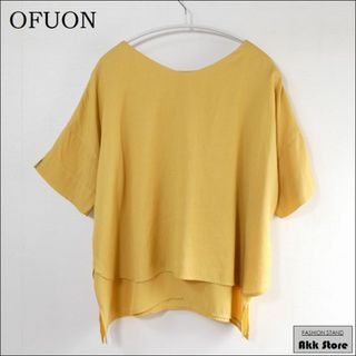 オフオン(OFUON)のOFUON レディース トップス 半袖 ドロップショルダー カットソー L(カットソー(半袖/袖なし))