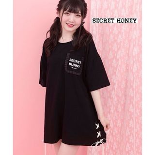 【美品♡】Secret Honey ビックTシャツ　ワンピース　レースアップ