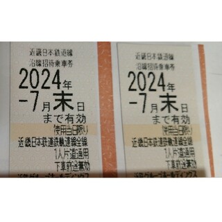 近鉄株主優待　乗車券　2枚　24年7月(鉄道乗車券)