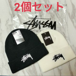 ステューシー(STUSSY)の２個 Stussy ステューシー ニット帽 スノーボード 黒 グレー　セット(ニット帽/ビーニー)