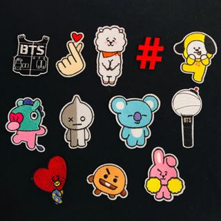 bt21 刺繍アイロンワッペン　BTS  12枚セット(各種パーツ)