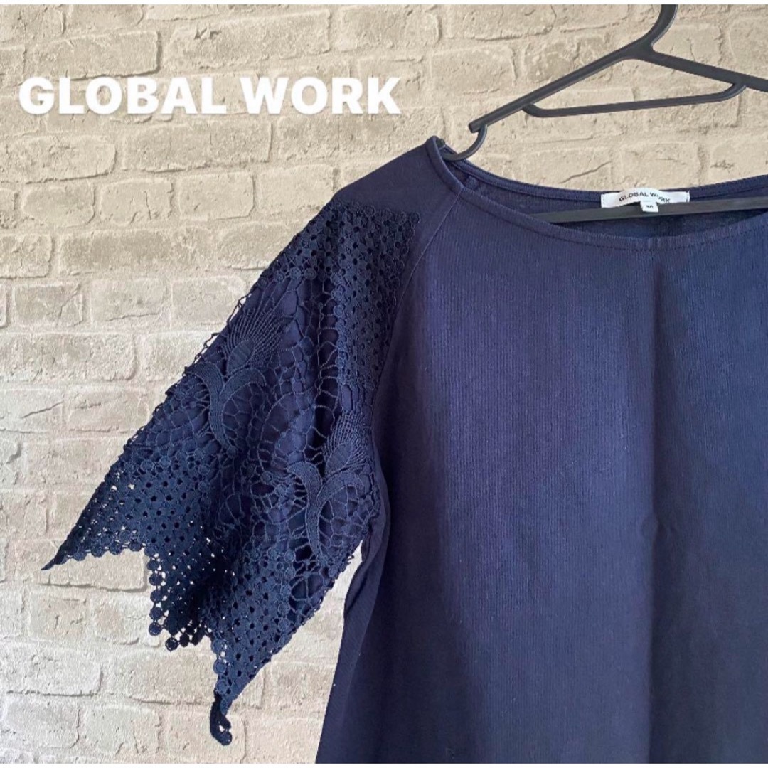 GLOBAL WORK(グローバルワーク)の【5/10処分】GLOBAL WORK刺繍レーススリーブカットソー 綿100% レディースのトップス(カットソー(半袖/袖なし))の商品写真