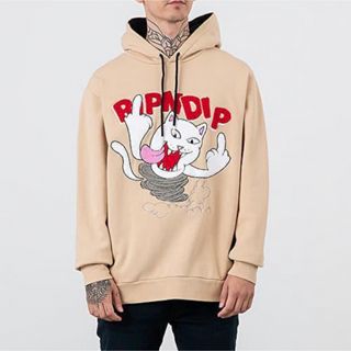 リップンディップ(RIPNDIP)の【超希少・入試困難】RIPNDIP  パーカー　両面パイル刺繍ロゴ　ベージュ　M(パーカー)